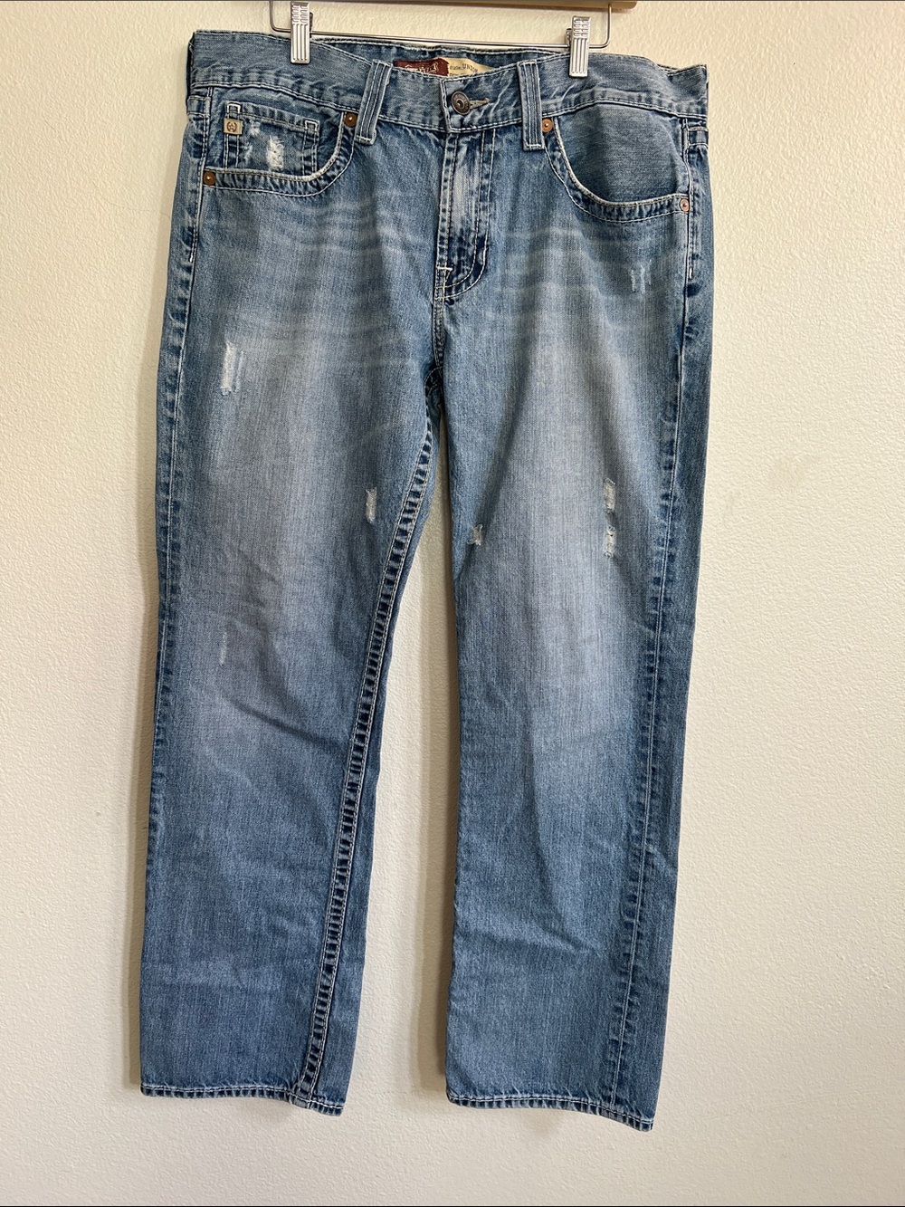 BIG STAR Men's Union Slim Straight Distressed Broke-In Jeans Light Wash 36 R